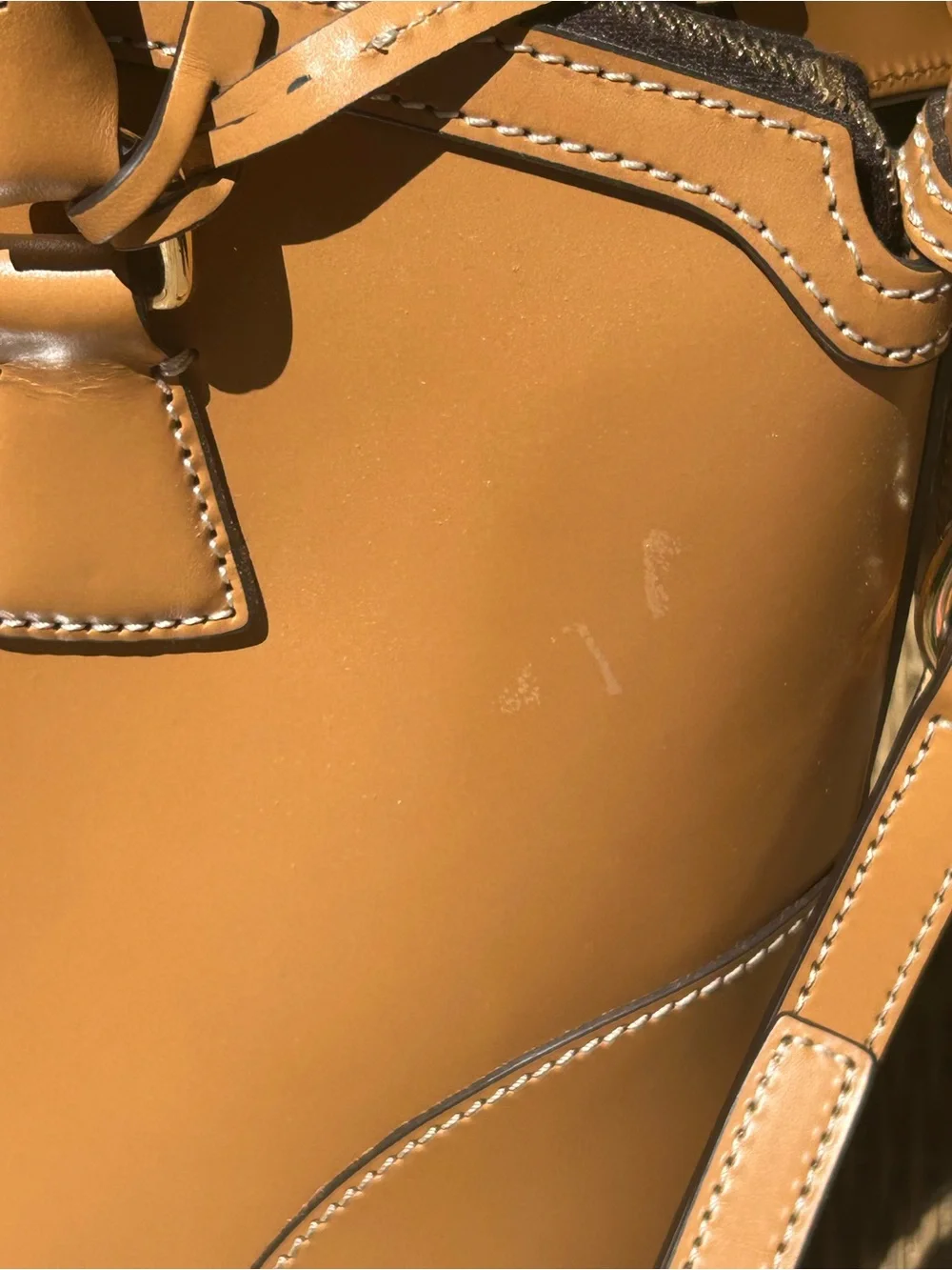 Dooney & Bourke Tan Leather Structured Satchel with Shoulder Strap